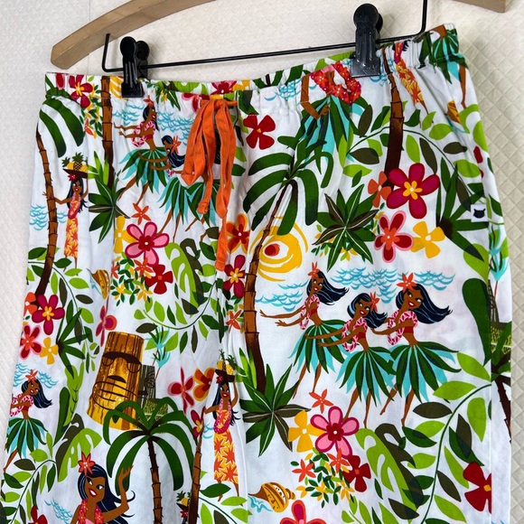 The Cat's Pajamas Tropical Print Cotton Pajama Pants Sz M Hula Girl Hawaii - Picture 4 of 8
